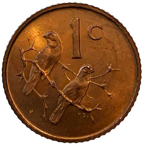 1967 South Africa Jan Van Riebeeck Afrikaans 2nd Decimal 1c Uncirculated bronze