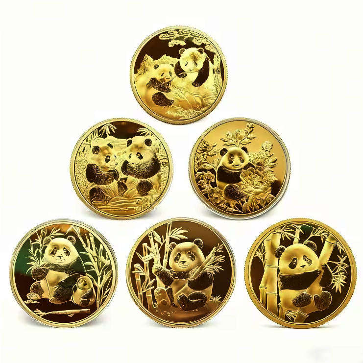 Chinese Panda Commemorative NOT gold medallion 6 piece 40mm set