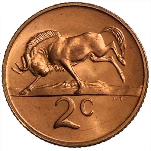 1973 South Africa 2c uncirculated bronze