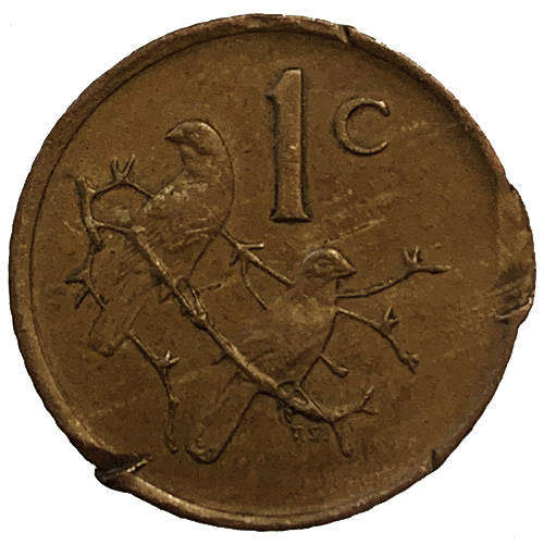 1986 South Africa coat of arms 1c bronze