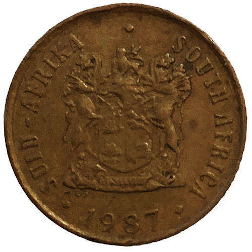 1987 South Africa coat of arms 1c bronze