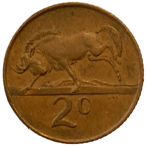 1984 South Africa Coat of Arms 2nd Decimal 2c Bronze
