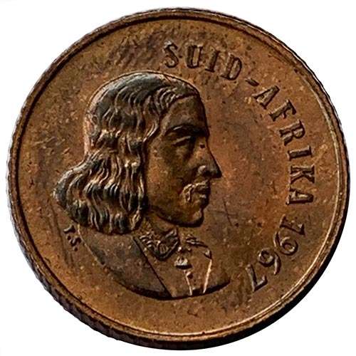 1967 South Africa Afrikaans 1c uncirculated bronze