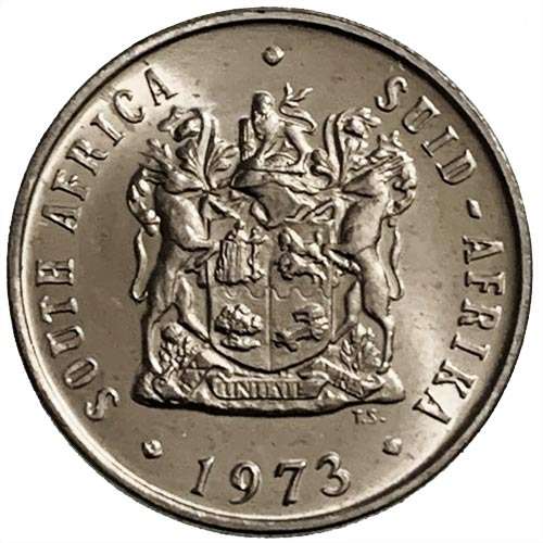 1973 South Africa 10c uncirculated nickel - scarce