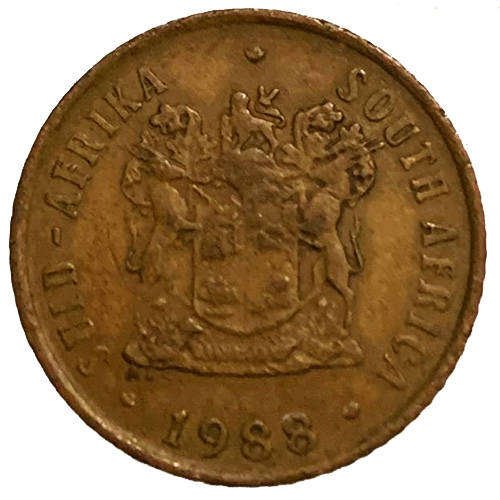 1988 South Africa Coat of Arms 2nd decimal 1c bronze