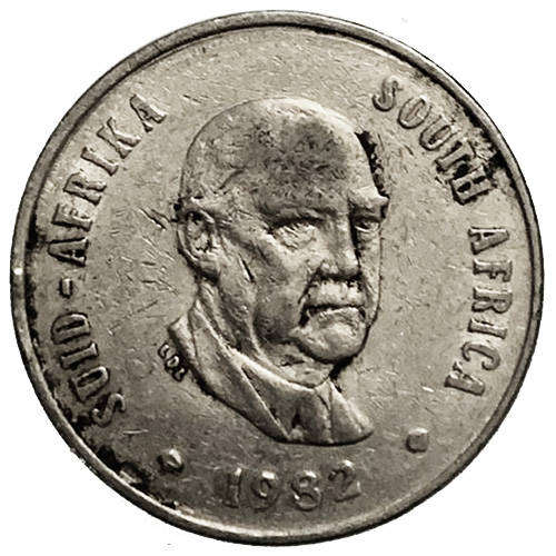 1982 South Africa John Vorster 2nd Decimal 20c pure nickel