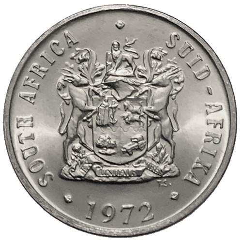 1972 South Africa 10c uncirculated nickel