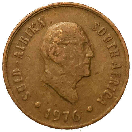 1976 South Africa Jacobus J Fouche 2nd Decimal 1c bronze