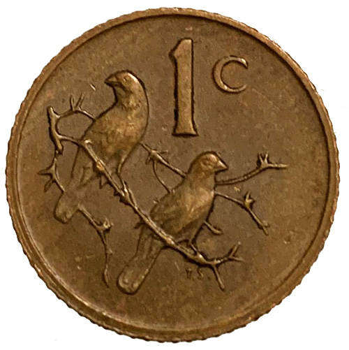 1978 South Africa Coat of Arms 2nd decimal 1c bronze