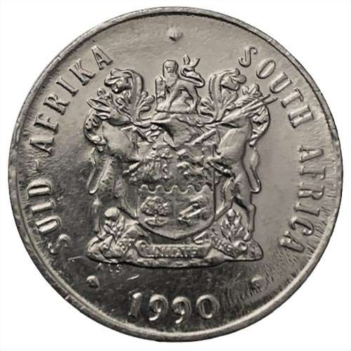1990 South Africa 20c AU pure nickel
