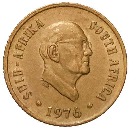 1976 South Africa Jacobus J Fouche 2nd Decimal 1c bronze