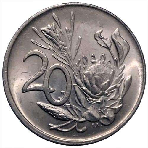 1984 South Africa 20c AU pure nickel