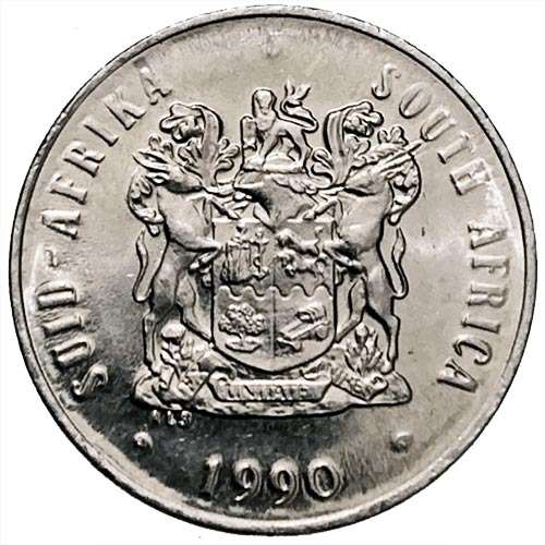 1990 South Africa 20c AU pure nickel