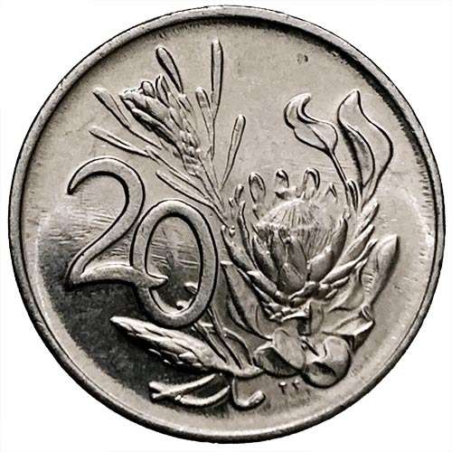 1990 South Africa 20c AU pure nickel