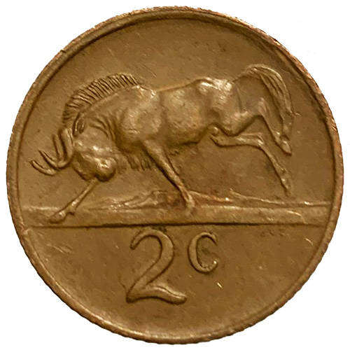 1977 South Africa Coat of Arms 2nd decimal 2c bronze