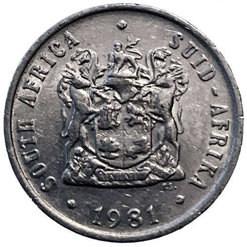 1981 South Africa Coat of Arms 10c nickel