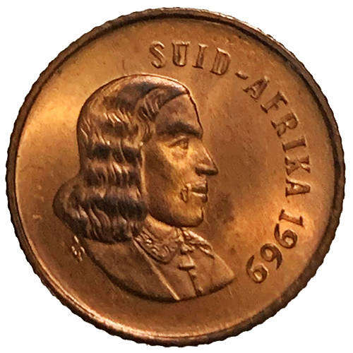 1969 South Africa Afrikaans 1c uncirculated bronze