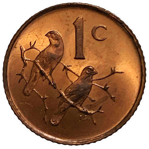 1969 South Africa Afrikaans 1c uncirculated bronze