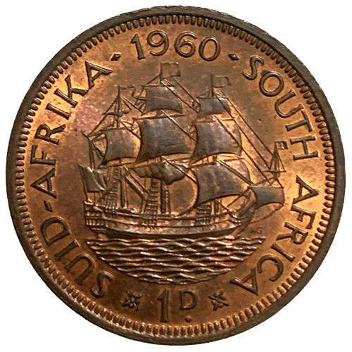 1960 South Africa 1 Penny - Elizabeth II 1st portrait