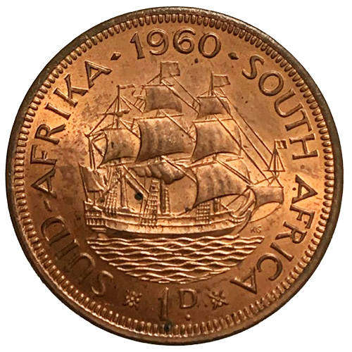 1960 South Africa 1 Penny - Elizabeth II 1st portrait