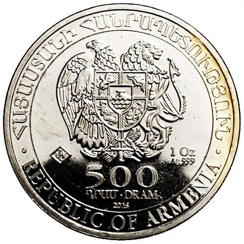 2016 Armenia Pure Silver 1oz 500 Dram - Noah`s Ark