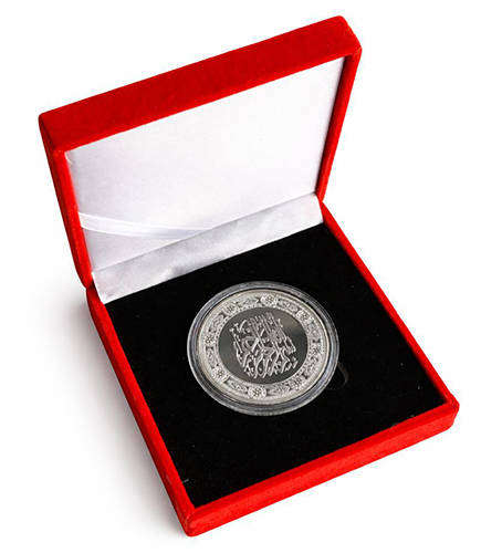 Red Velvet Box including free 39mm coin capsule for silver Krugerrand , 1 ounce maple leaf etc