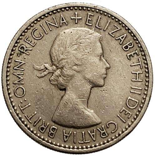 1953 United Kingdom One Shilling - Elizabeth II English shield, with 'BRITT:OMN'