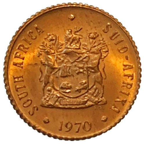1970 South Africa Coat of Arms Uncirculated Bronze 1/2c half cent