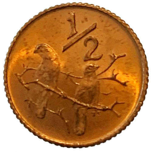 1970 South Africa Coat of Arms Uncirculated Bronze 1/2c half cent