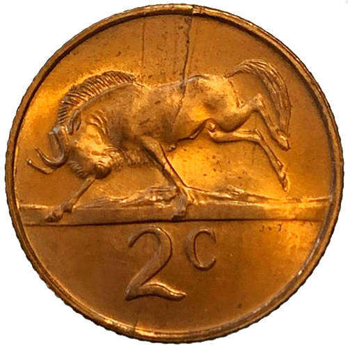 1970 South Africa Coat of Arms Bronze Uncirculated 2c