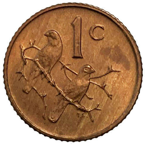 1976 South Africa Jacobus J Fouche 2nd Decimal 1c UNCIRCULATED bronze