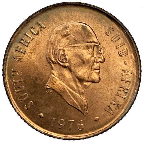 1976 South Africa Jacobus J Fouche 2nd Decimal 2c UNCIRCULATED bronze