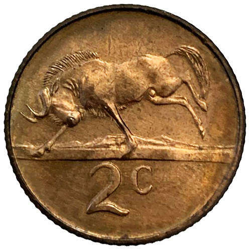 1976 South Africa Jacobus J Fouche 2nd Decimal 2c UNCIRCULATED bronze