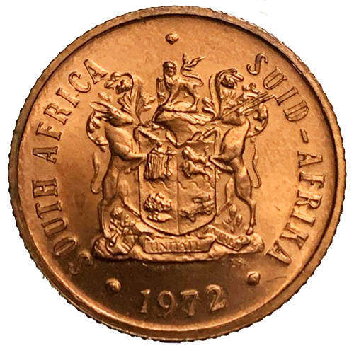 1972 South Africa Coat of Arms 2nd Decimal 2c UNCIRCULATED bronze