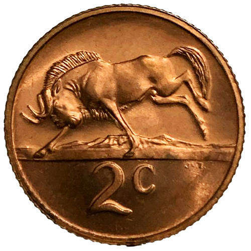 1972 South Africa Coat of Arms 2nd Decimal 2c UNCIRCULATED bronze