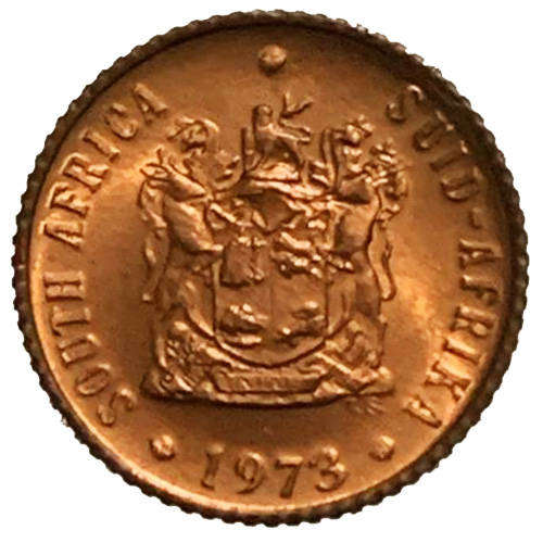 1973 South Africa Coat of Arms 2nd Decimal 1/2c half cent UNCIRCULATED bronze *rare*