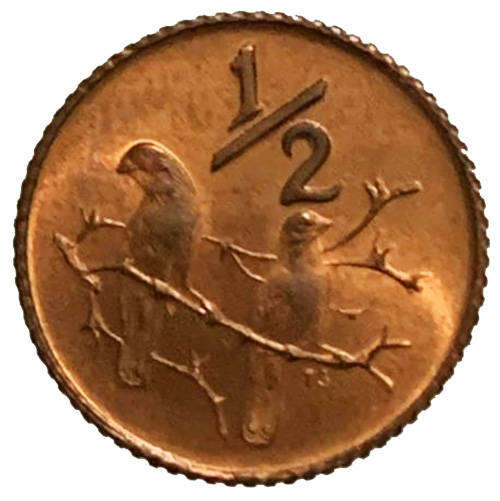 1973 South Africa Coat of Arms 2nd Decimal 1/2c half cent UNCIRCULATED bronze *rare*