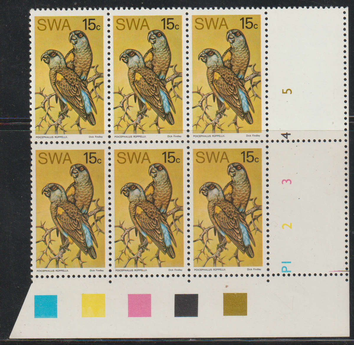 South West Africa UMM Native Birds Block of 6 1974 CV R2380+