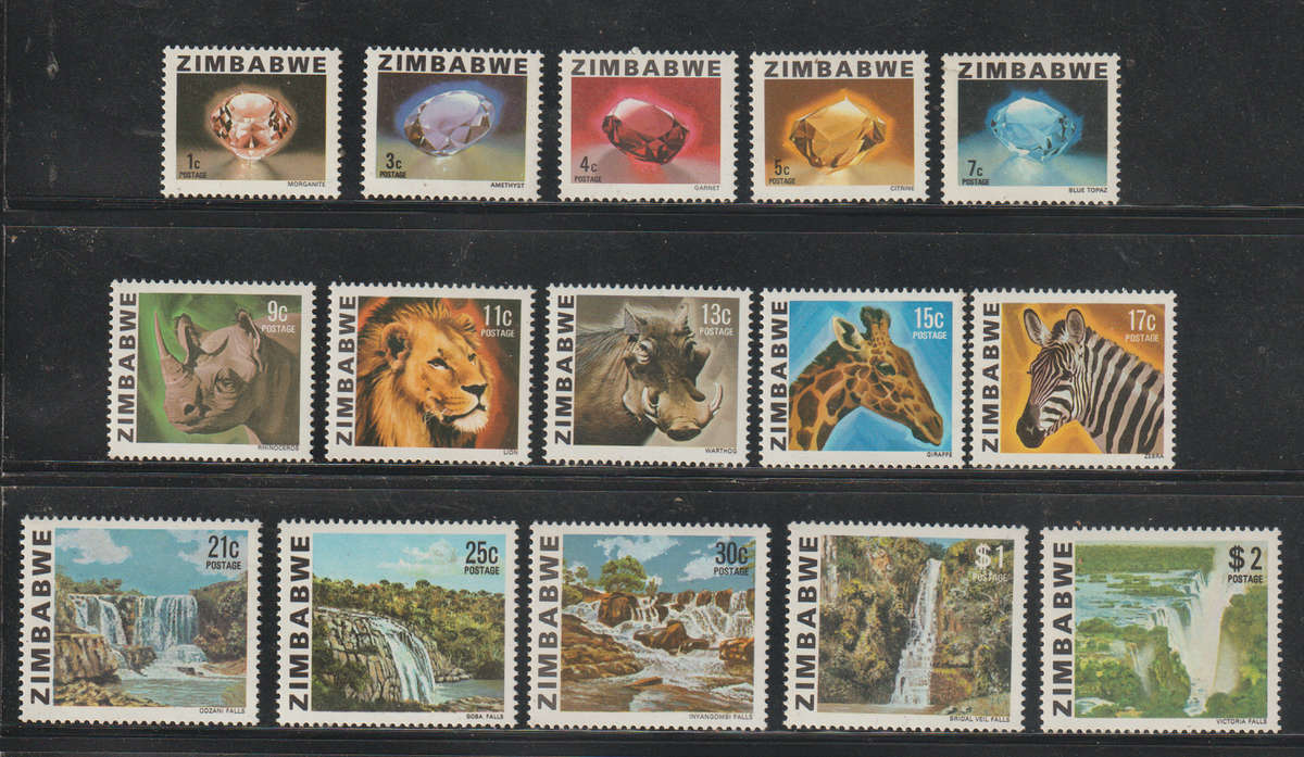 Zimbabwe UMM Set Issues of 1978 of Rhodesia and New Value inscribed ZIMBABWE 1980 CV R285+