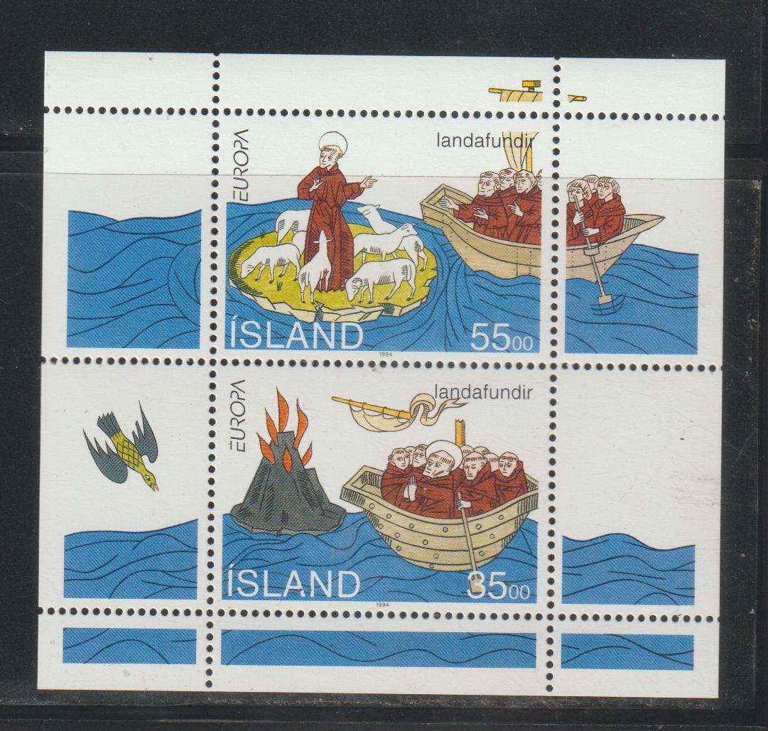 Iceland UMM Minisheet EUROPA Stamps Great Discoveries 1994 CV R240