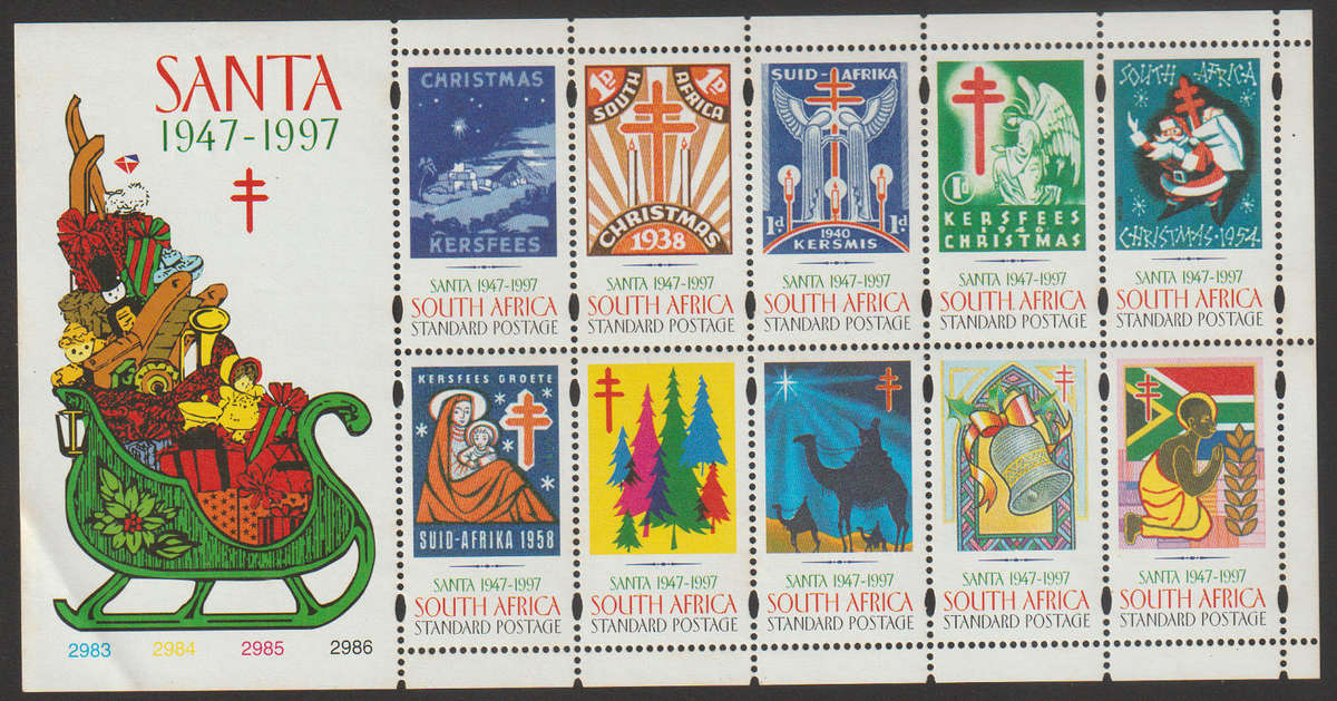 South Africa Christmas 1997 Face Value R68-00 UMM Sheetlit of 10