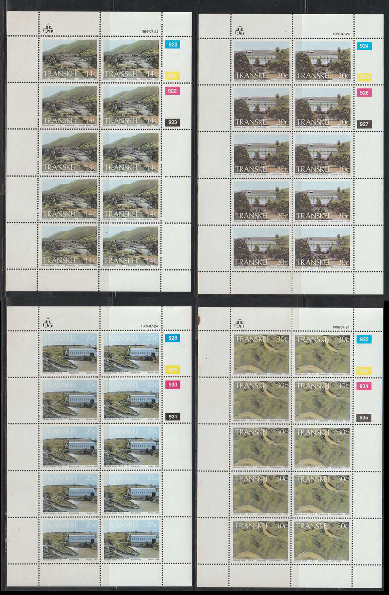 Transkei UMM Full Set in Sheets Hydro-electric Power Stations 1986