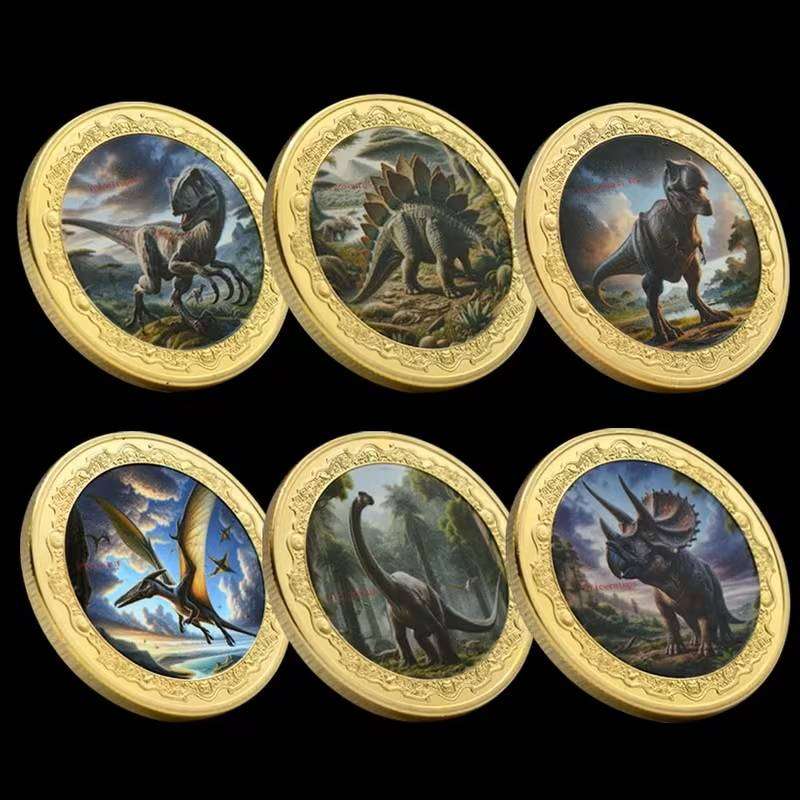 New 6pcs Set Dinosaur Commemorative Coin Collection (New in Capsule)