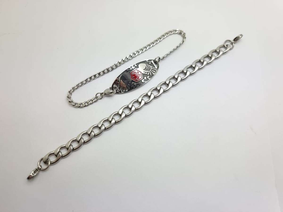 Mini Pearl Stainless Medical ID Tag Bracelet & Chain