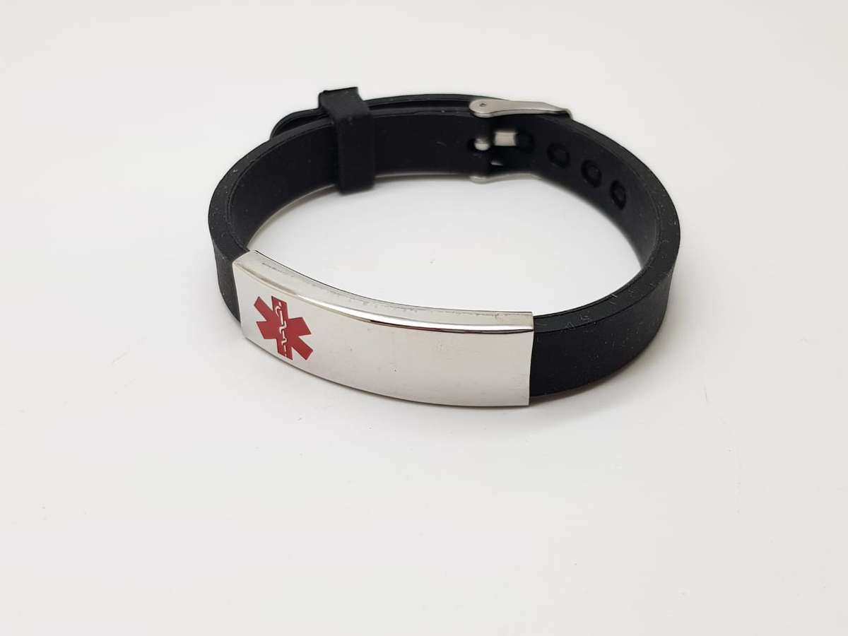 Black Silicone Medical Alert Bracelet