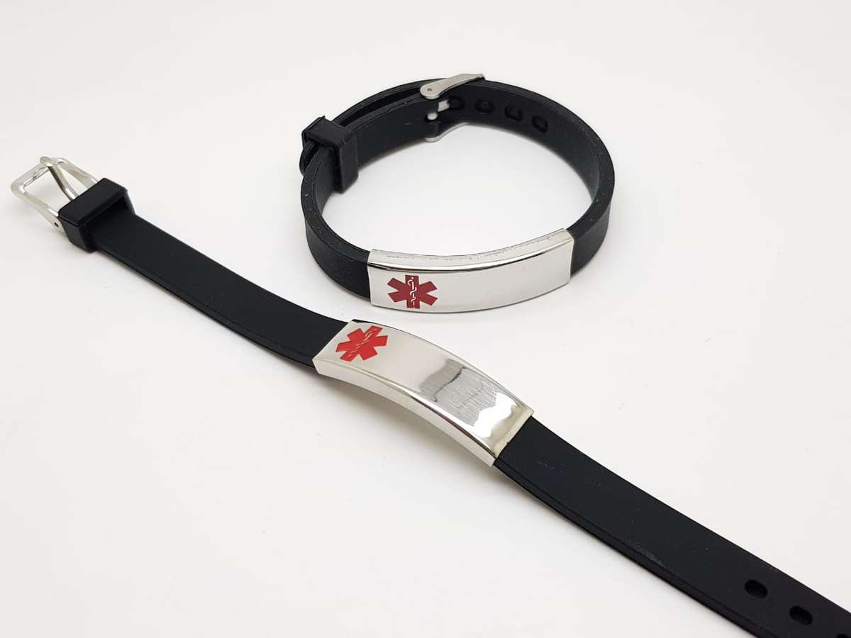 Black Silicone Medical Alert Bracelet