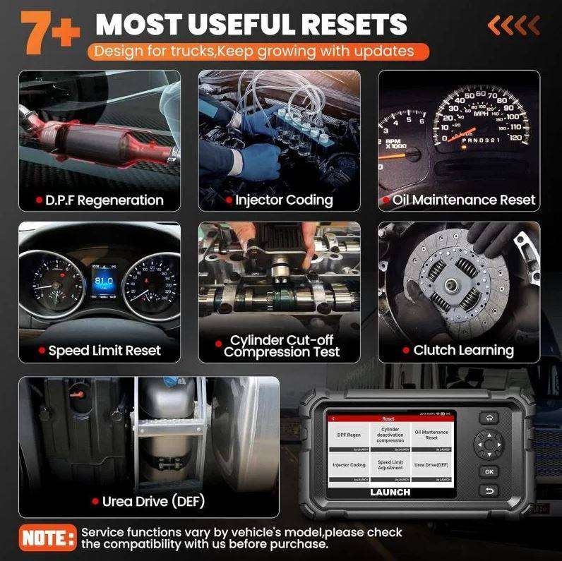 LAUNCH CRP129 HD Elite Heavy Duty Truck Diagnostic Tool  All Systems -7 Reset functions