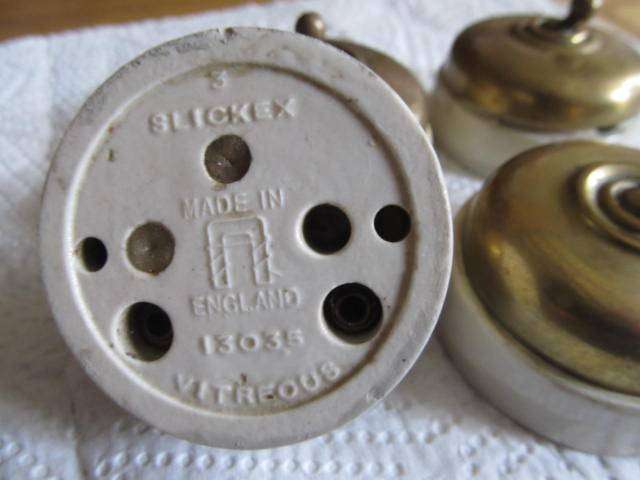 Vintage brass and porcelain light switch x 4