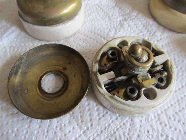 Vintage brass and porcelain light switch x 4