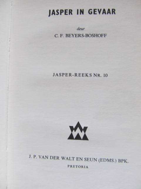 C F Beyers-Boshoff  -   Jasper in gevaar  - no 10  1ste uitg